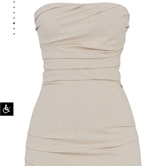 Astound' Beige Linen Strapless Mini Dress M - Picture 8 of 14